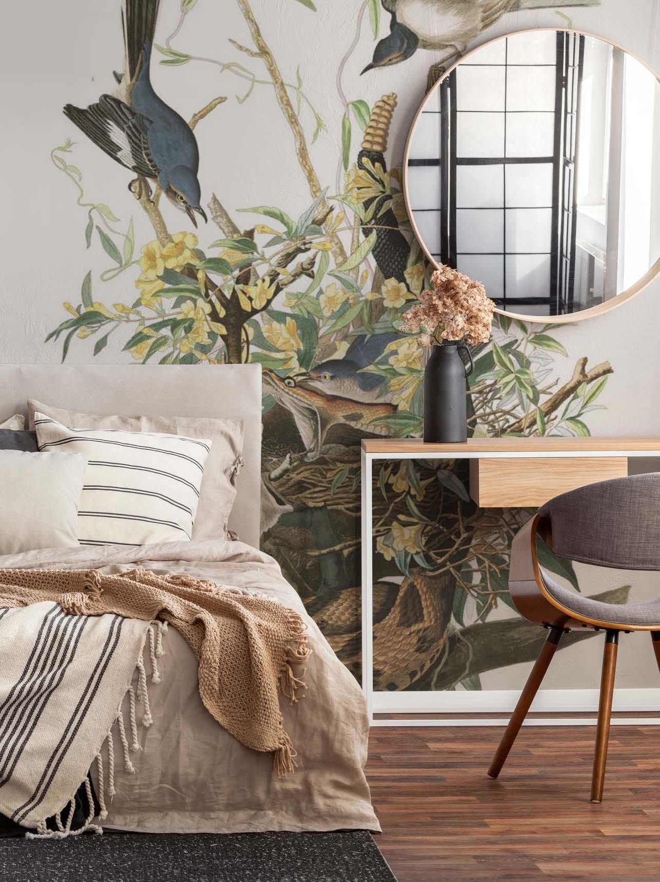 Snake and Mocking Birds Wall Mural-Wall Mural-Eazywallz