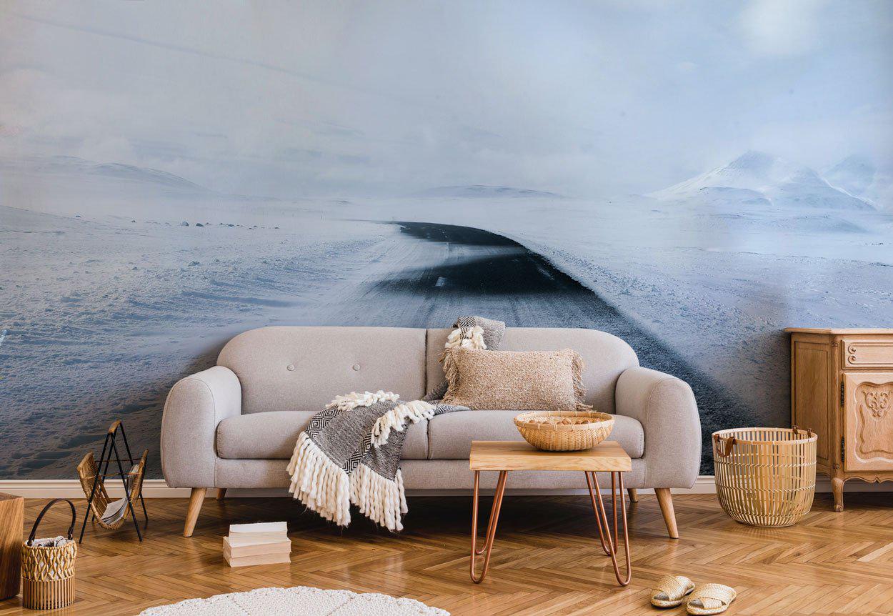 Snow Covered Road Wall Mural-Wall Mural-Eazywallz