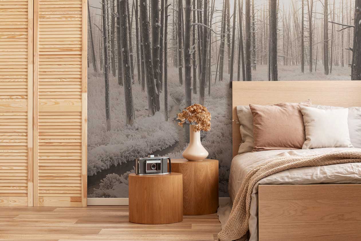Snowy Forest Creek Wall Mural-Wall Mural-Eazywallz