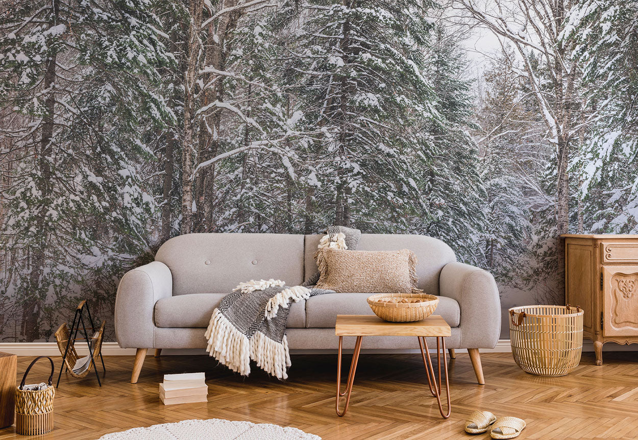 Panoramic Snowy Forest 2 Wall Mural