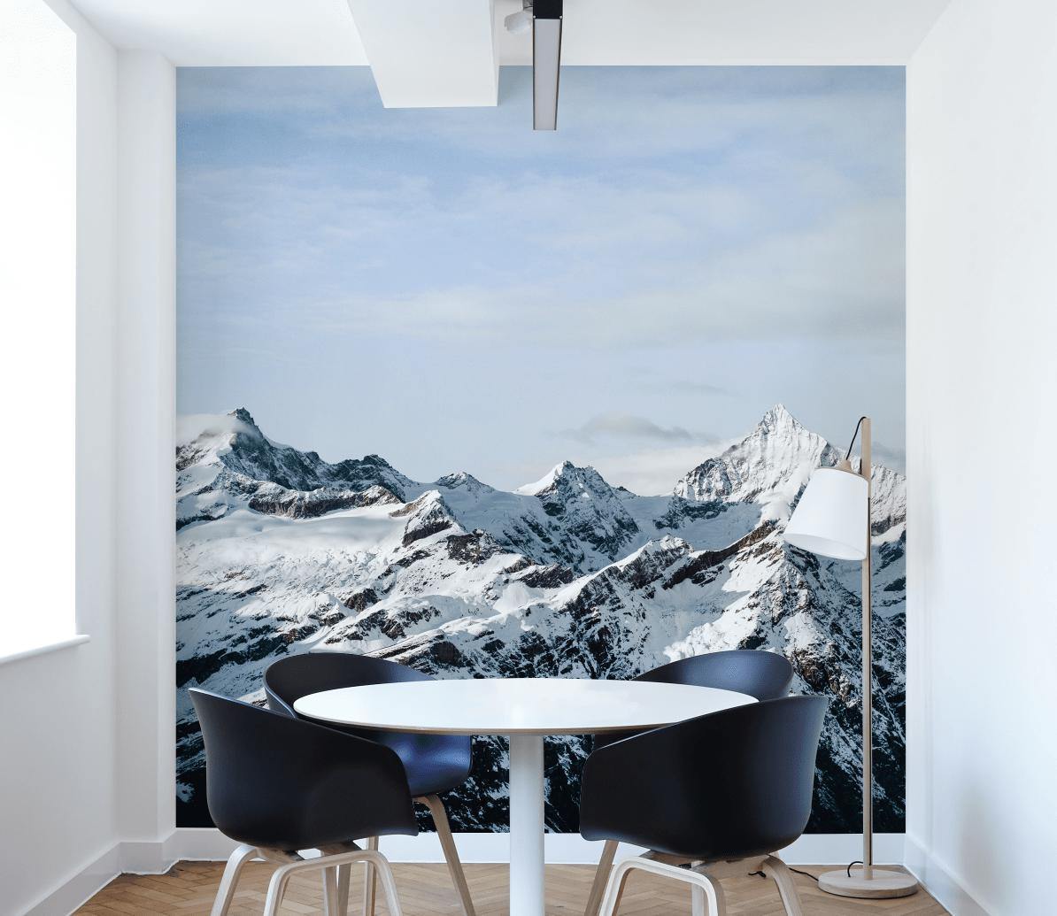Snowy Mountain Line Wall Mural-Wall Mural-Eazywallz