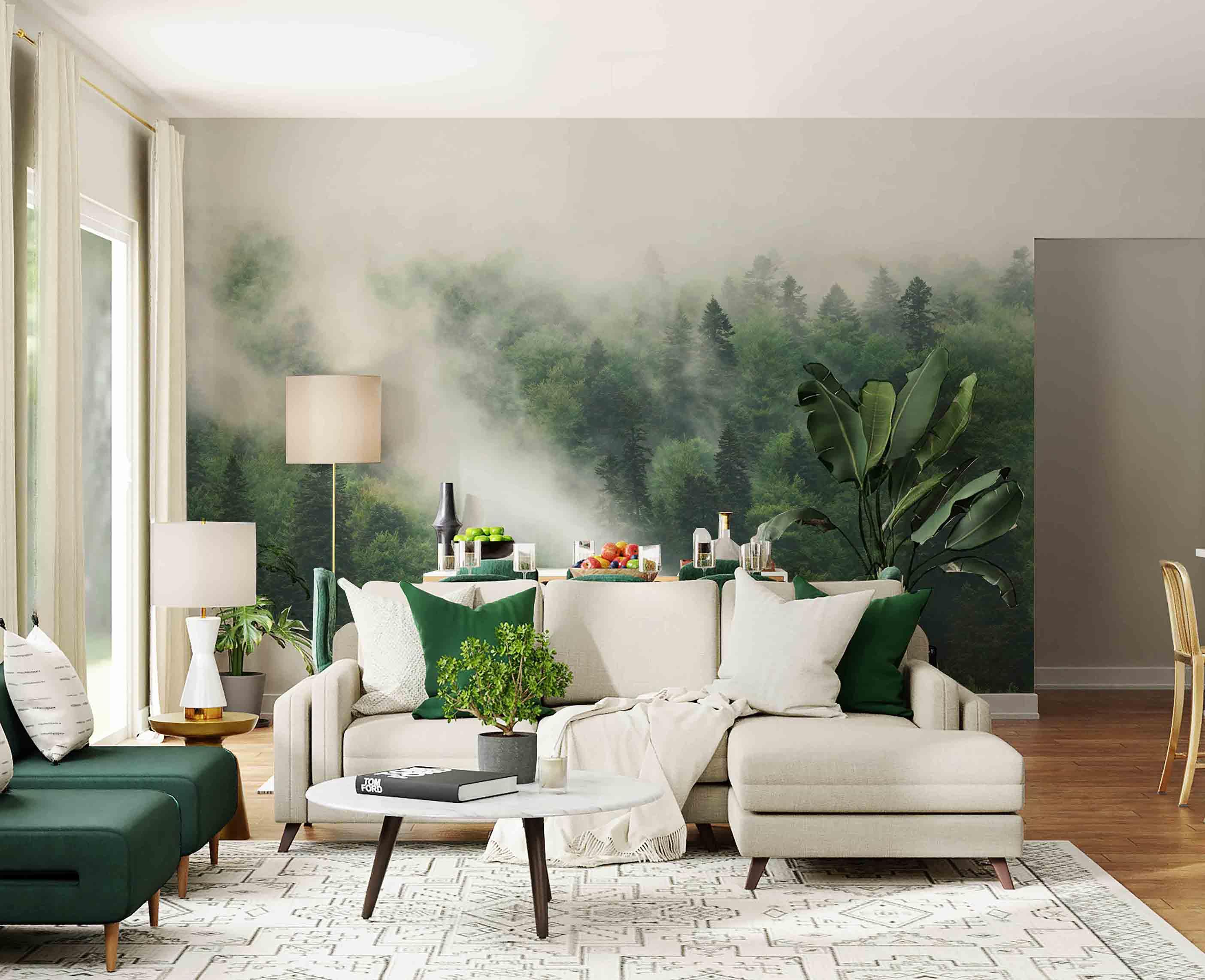 The Misty Wilderness Forest Wall Mural-Wall Mural-Eazywallz