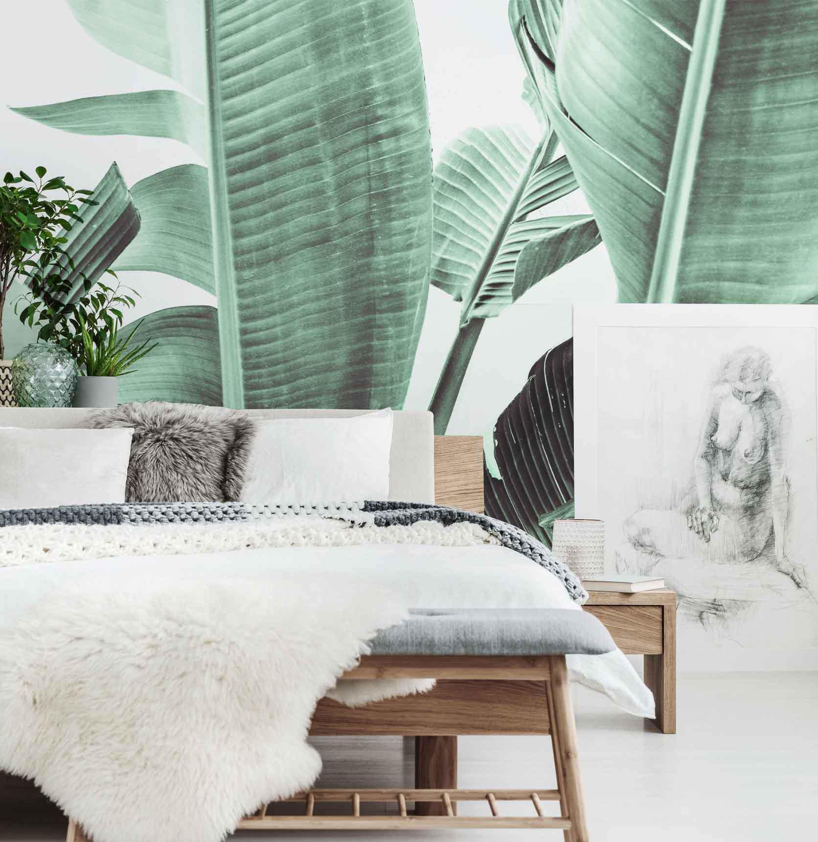 Tropical Banana Leaves Wall Mural-Wall Mural-Eazywallz