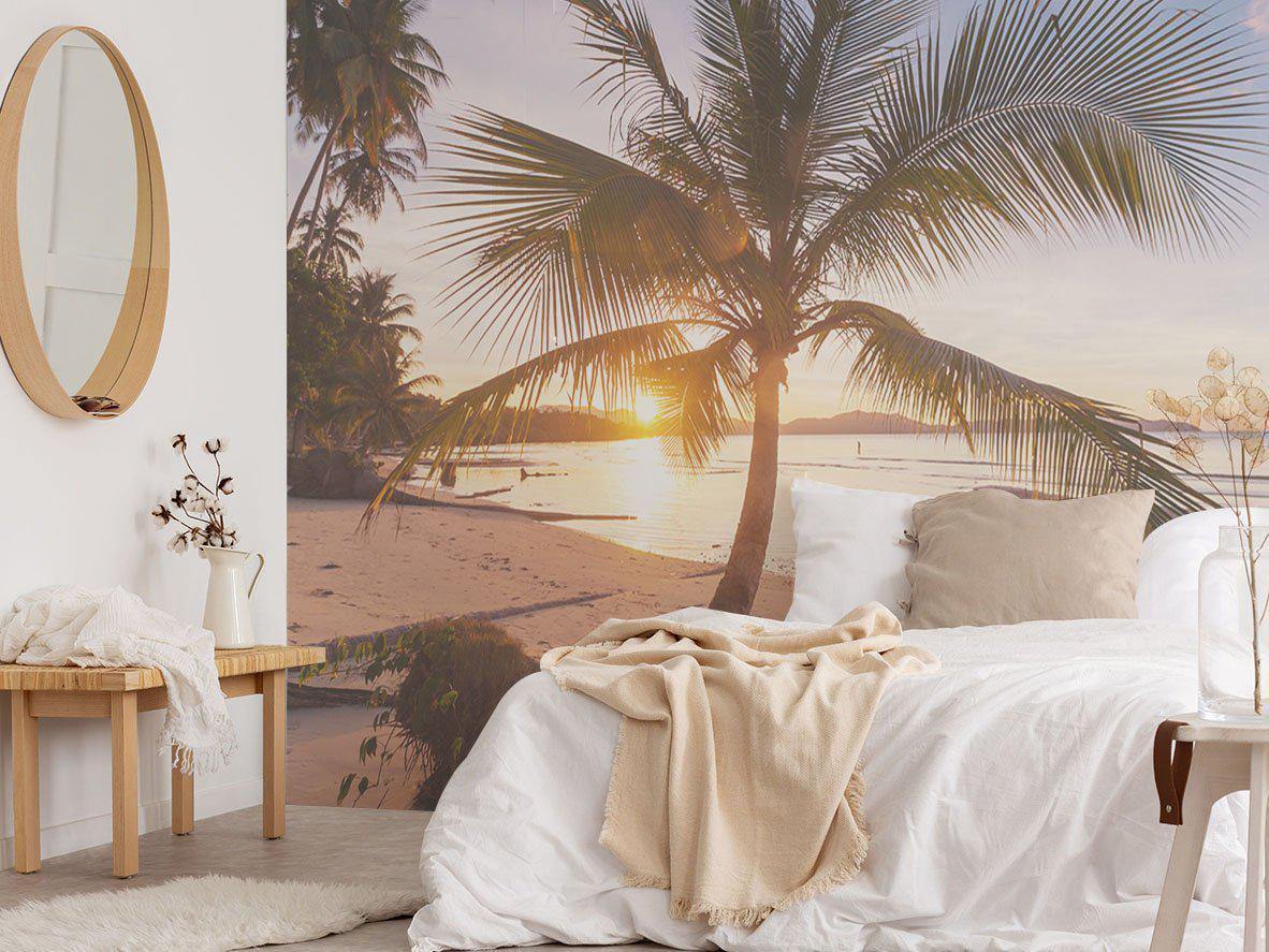 Tropical Beach Sunrise Wall Mural-Wall Mural-Eazywallz