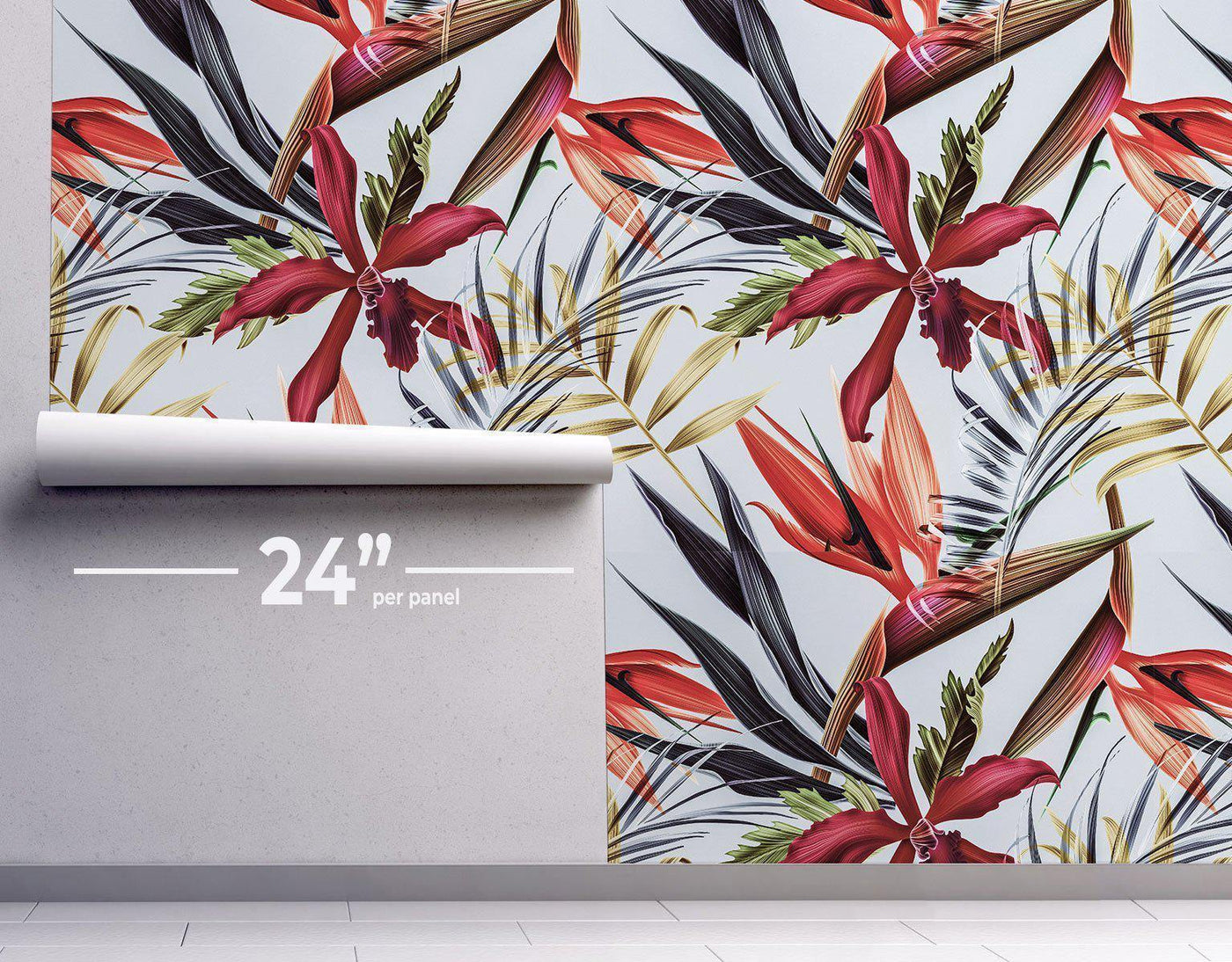 Tropical Flowers Wallpaper #020-Repeat Pattern Wallpaper-Eazywallz