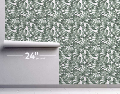 Tropical Monstera Wallpaper #495-Repeat Pattern Wallpaper-Eazywallz