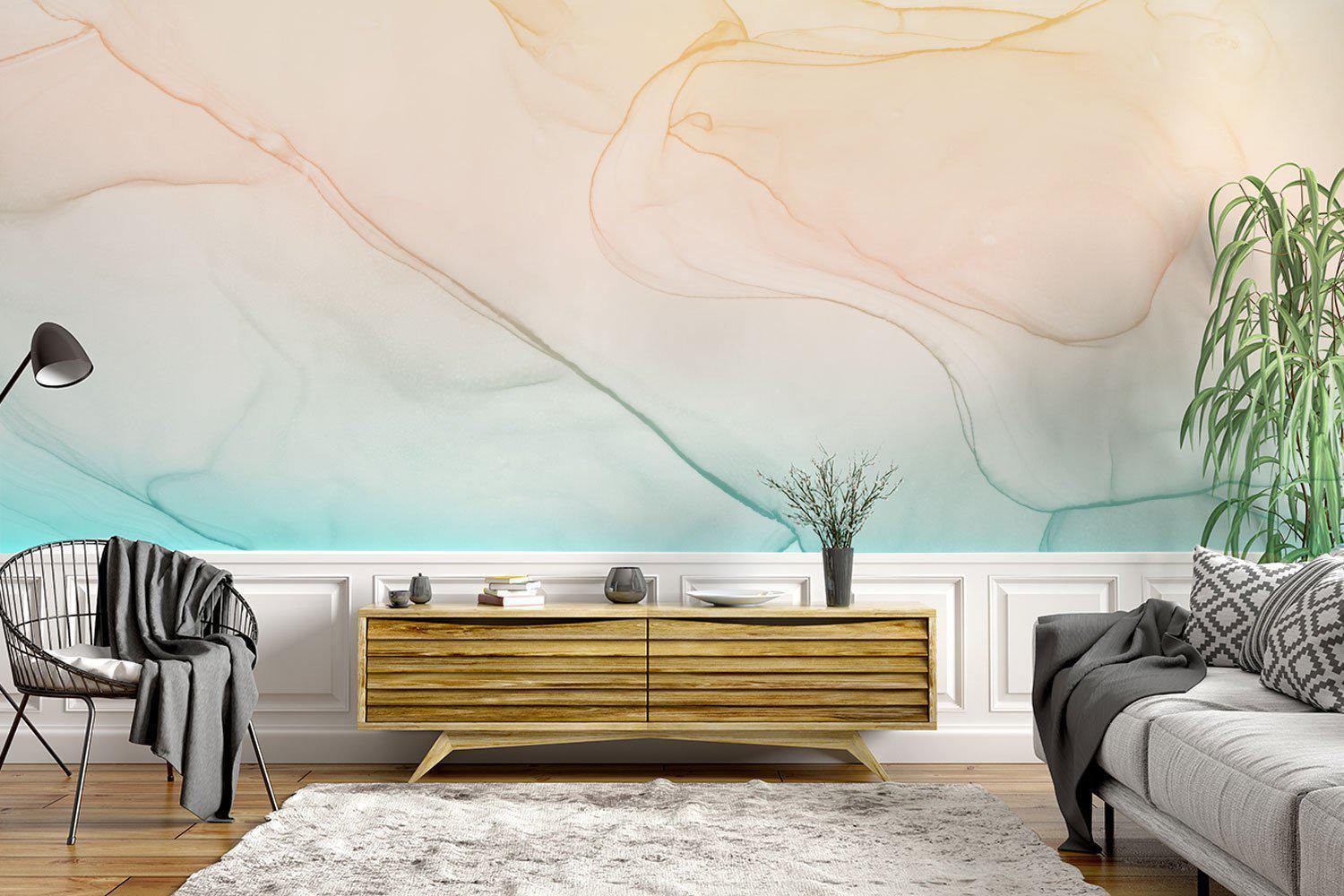 Tropical Ocean Ink Utopia Wall Mural-Wall Mural-Eazywallz