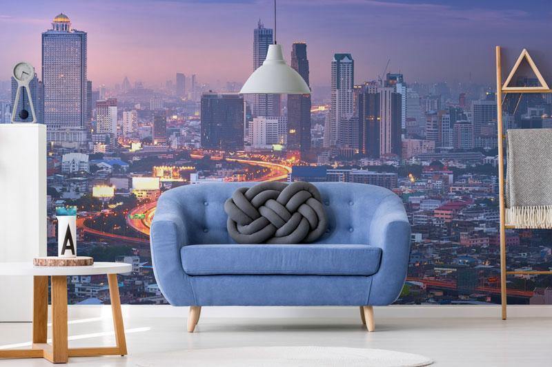 Twilight Cityscape Wall Mural-Wall Mural-Eazywallz