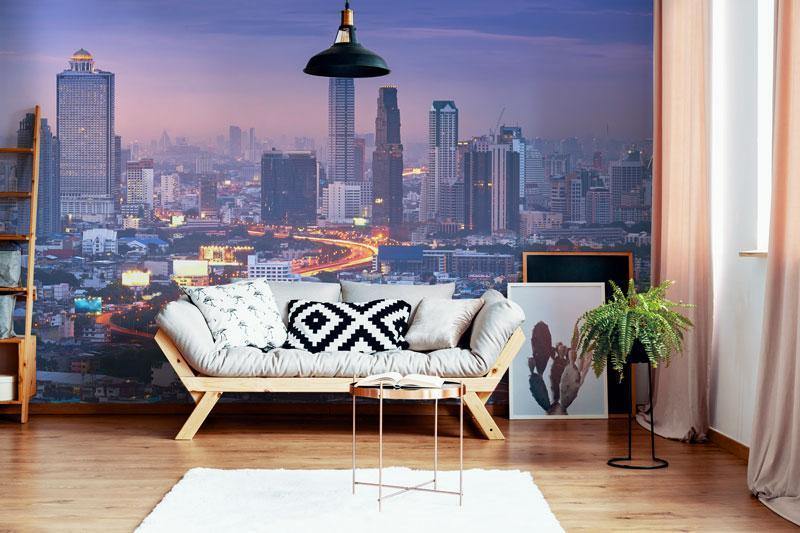 Twilight Cityscape Wall Mural-Wall Mural-Eazywallz