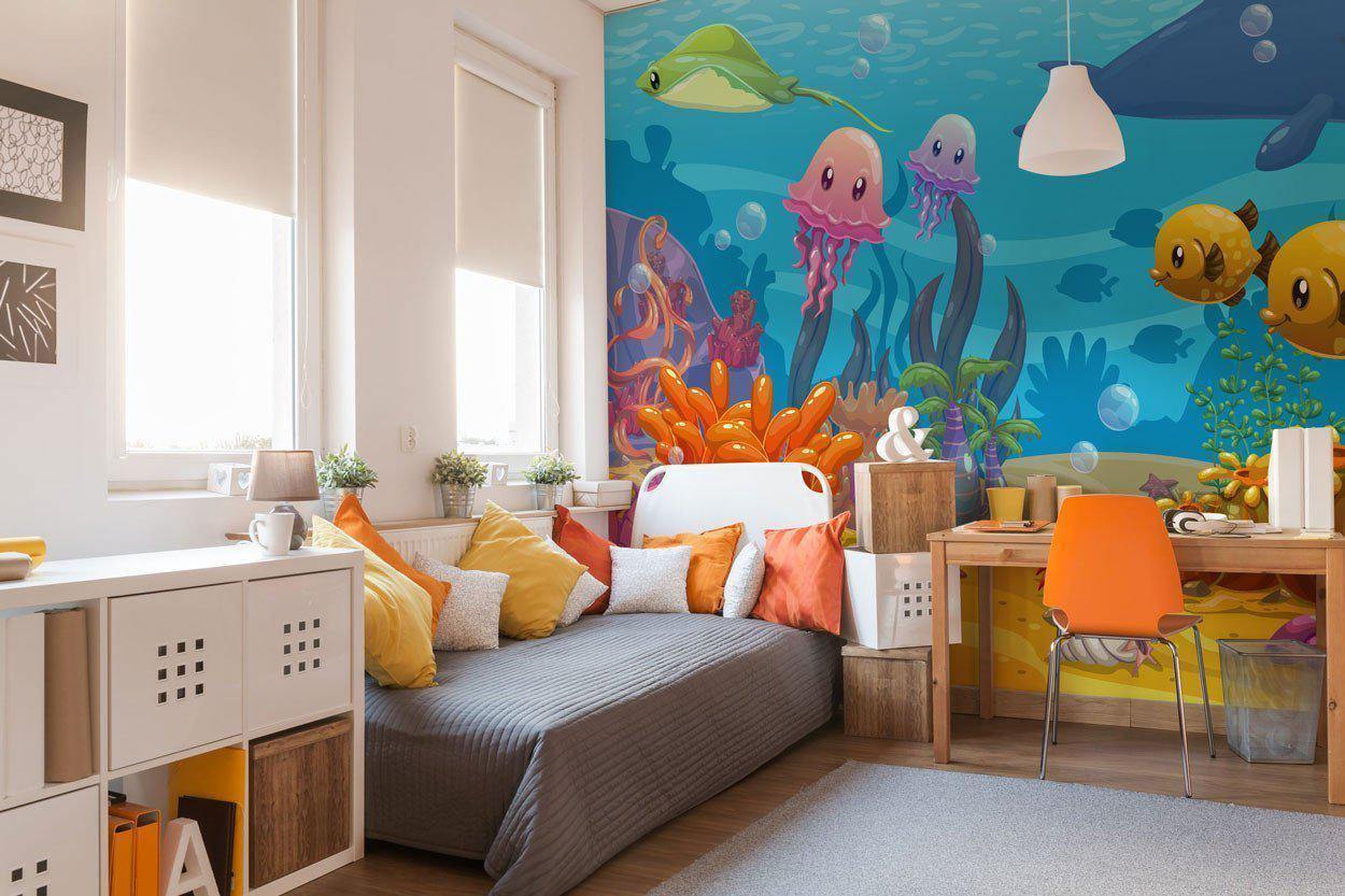 Under Water World Cartoon Wall Mural-Wall Mural-Eazywallz