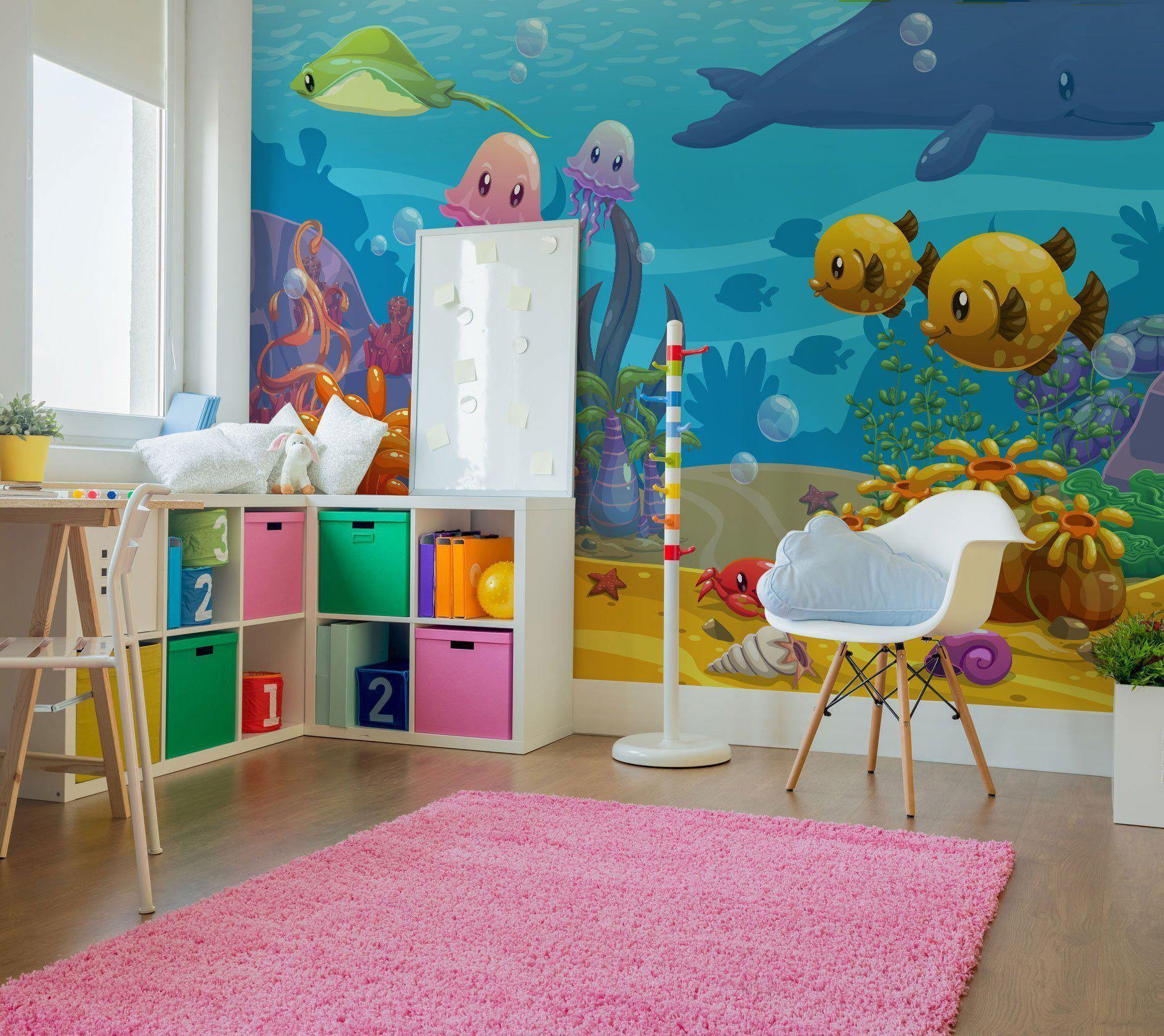 Under Water World Cartoon Wall Mural-Wall Mural-Eazywallz
