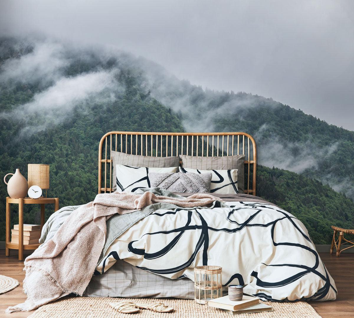 Vailly Misty Forest Mountain Wall Mural-Wall Mural-Eazywallz