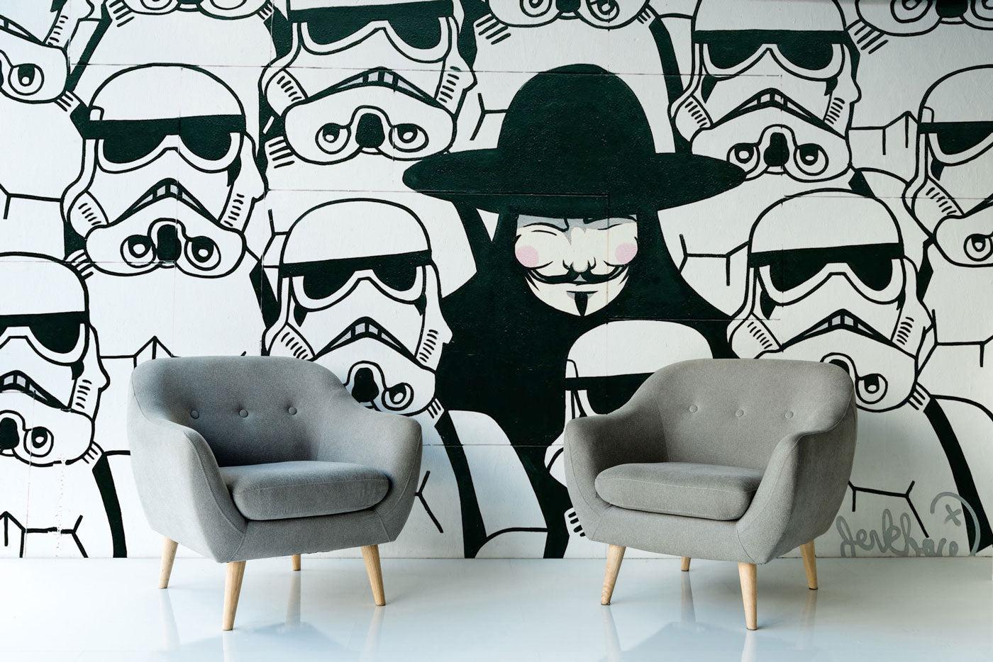 Vendetta Mask Graffiti Wall Mural-Wall Mural-Eazywallz