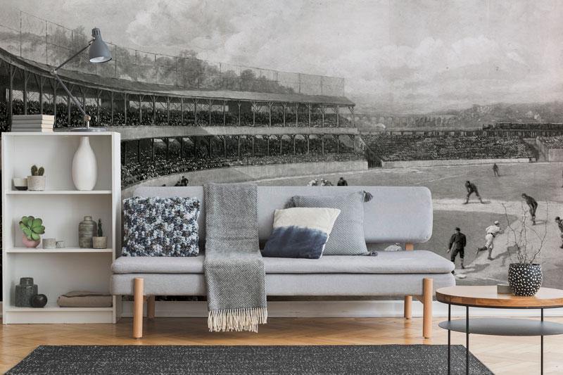 Vintage 1894 Baseball Match Wallpaper Mural-Wall Mural-Eazywallz