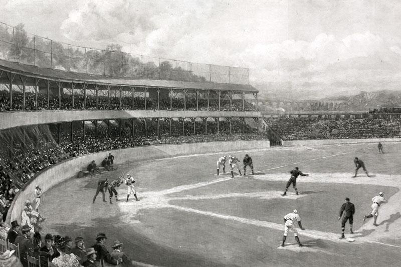 Vintage 1894 Baseball Match Wallpaper Mural-Wall Mural-Eazywallz