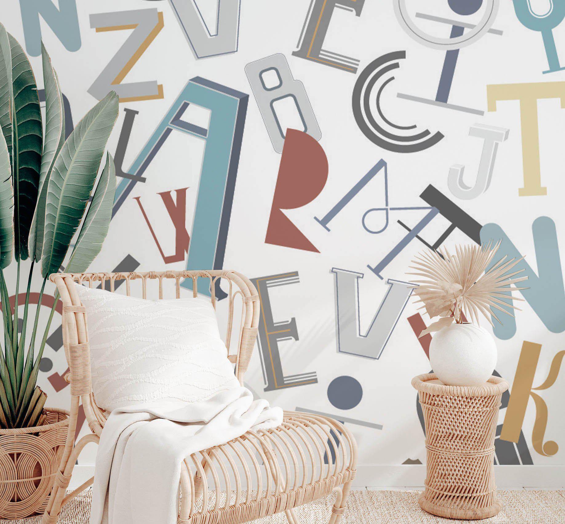 Vintage Alphabet Wallpaper Mural-Wall Mural-Eazywallz