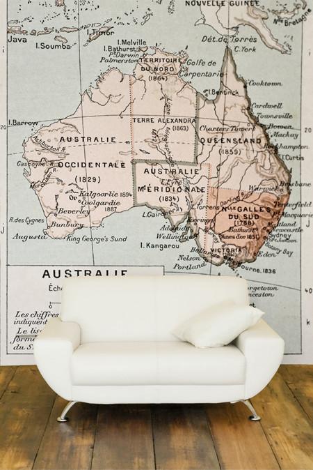 Vintage Australian Map Wall Mural-Wall Mural-Eazywallz