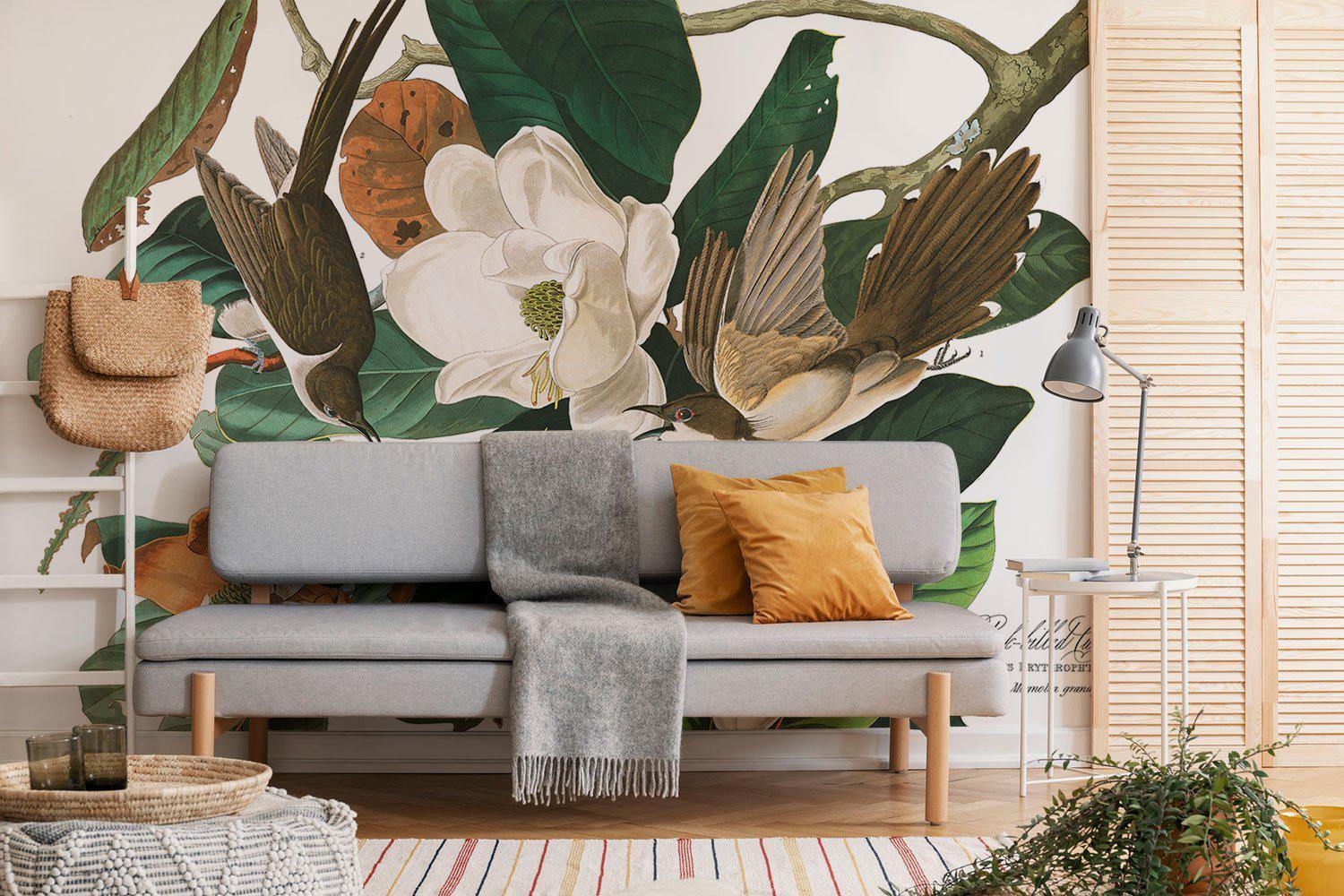 Vintage Black Billed Bird Wall Mural-Wall Mural-Eazywallz