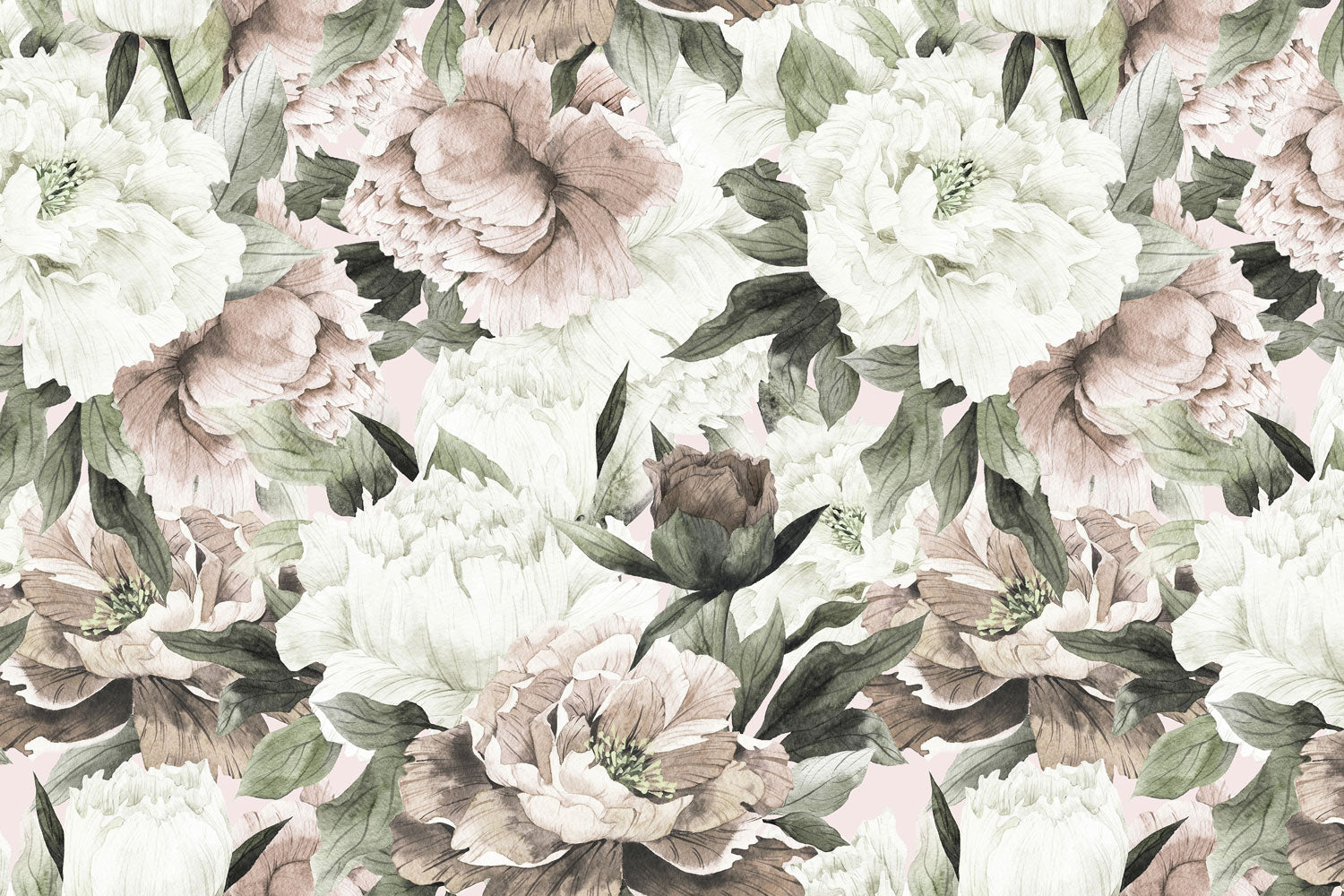 Vintage Bouquet of Peonies Wall Mural