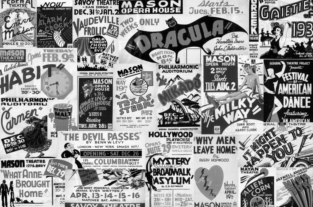 Vintage Broadway Posters Wall Mural-Wall Mural-Eazywallz
