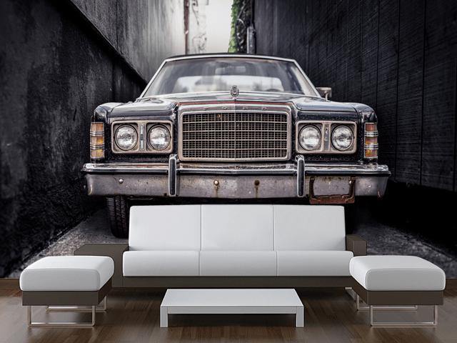 Vintage Car in Alley Wall Mural-Wall Mural-Eazywallz