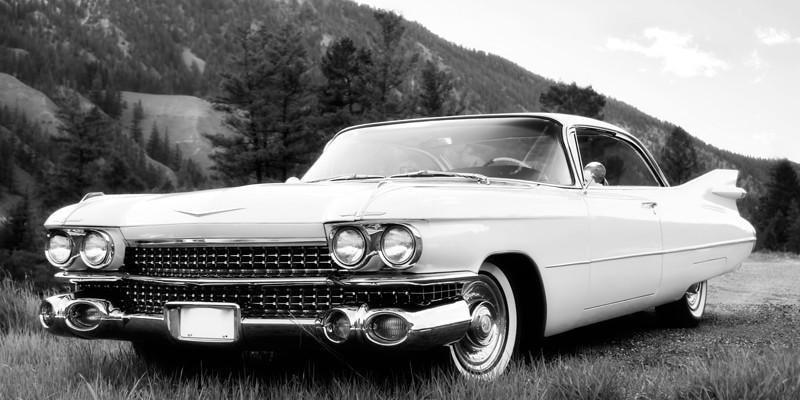 Vintage Car in Black and White Wall Mural-Wall Mural-Eazywallz