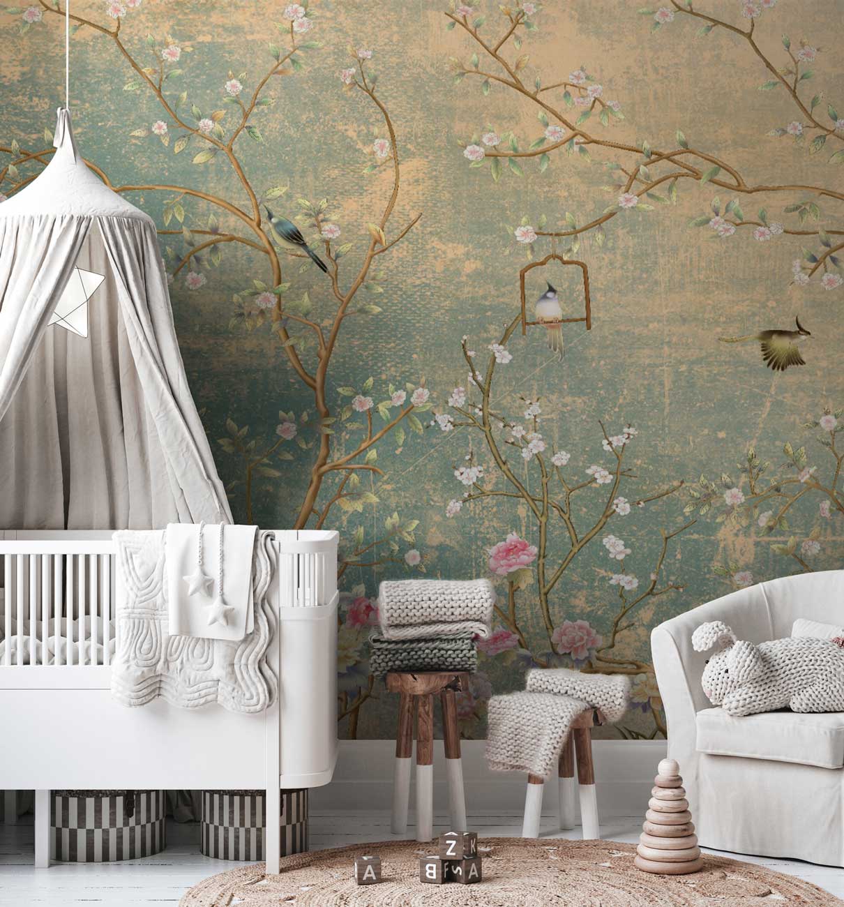 Vintage Chinoiserie Wall Mural-Wall Mural-Eazywallz