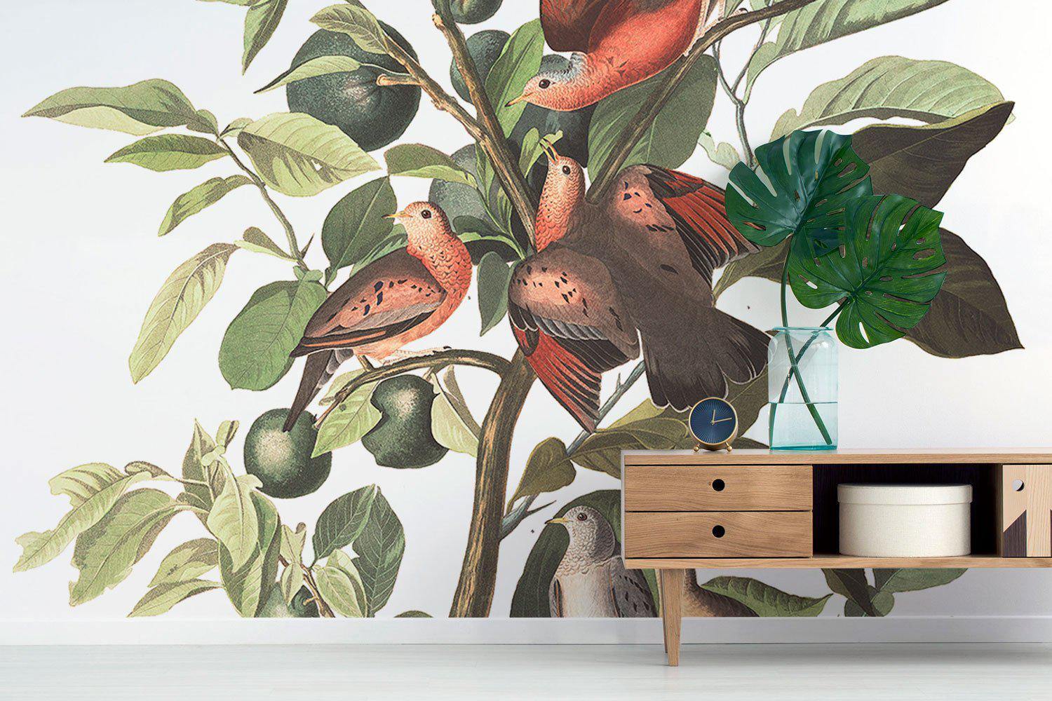 Vintage Doves Wallpaper Mural-Wall Mural-Eazywallz