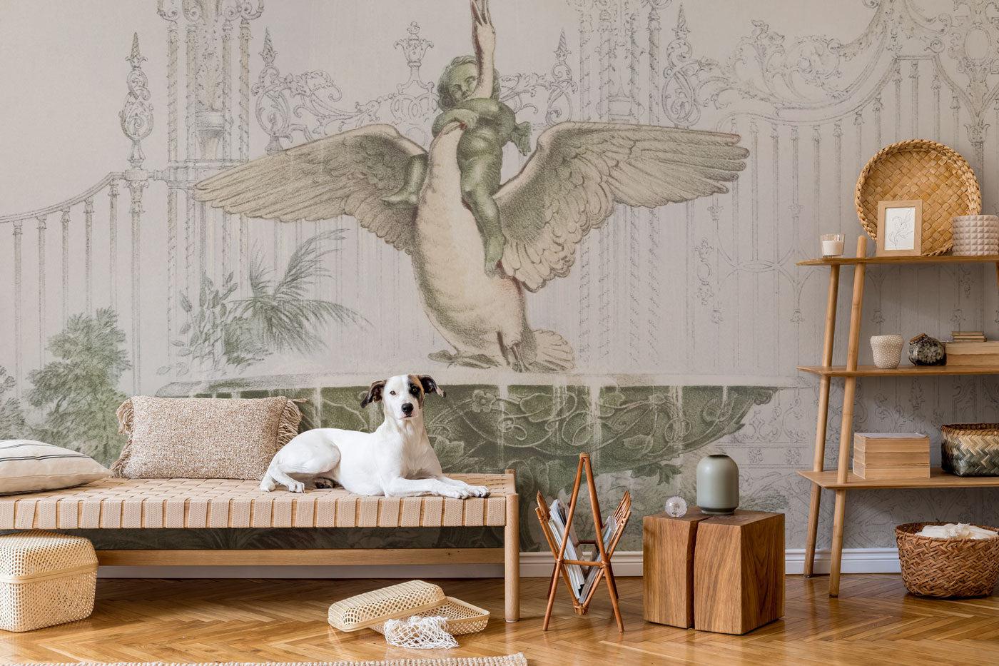 Vintage Fountain and Ornamental Gates Wall Mural-Wall Mural-Eazywallz