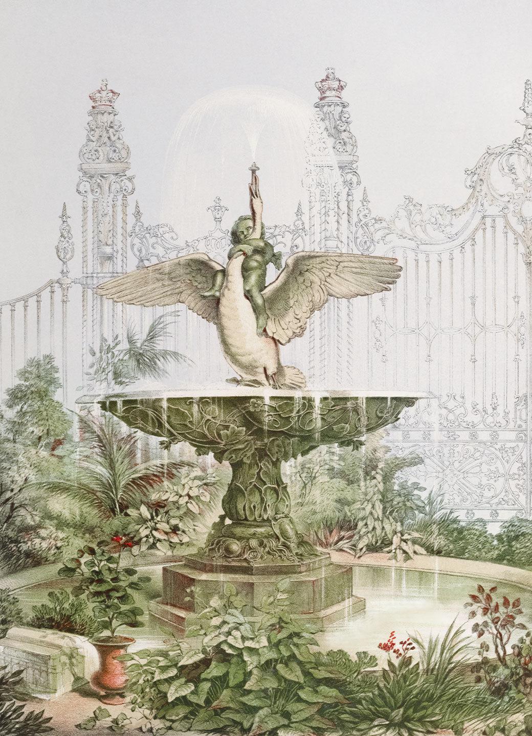 Vintage Fountain and Ornamental Gates Wall Mural-Wall Mural-Eazywallz