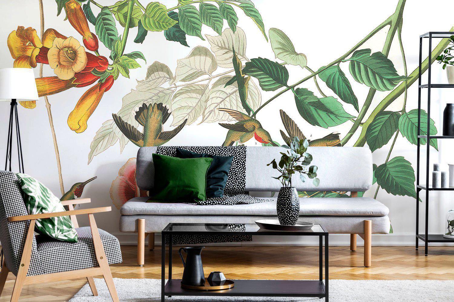 Vintage Hummingbird Wallpaper Mural-Wall Mural-Eazywallz