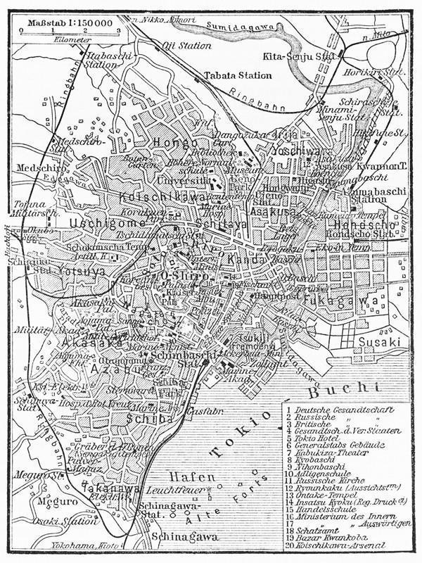 Vintage Map of Tokyo Wall Mural-Wall Mural-Eazywallz