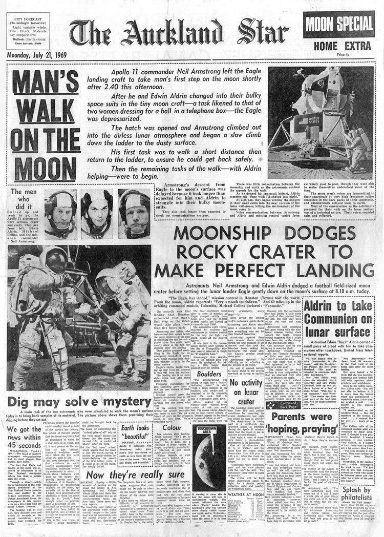 Vintage Moon Landing Newspaper Wallpaper Mural-Wall Mural-Eazywallz