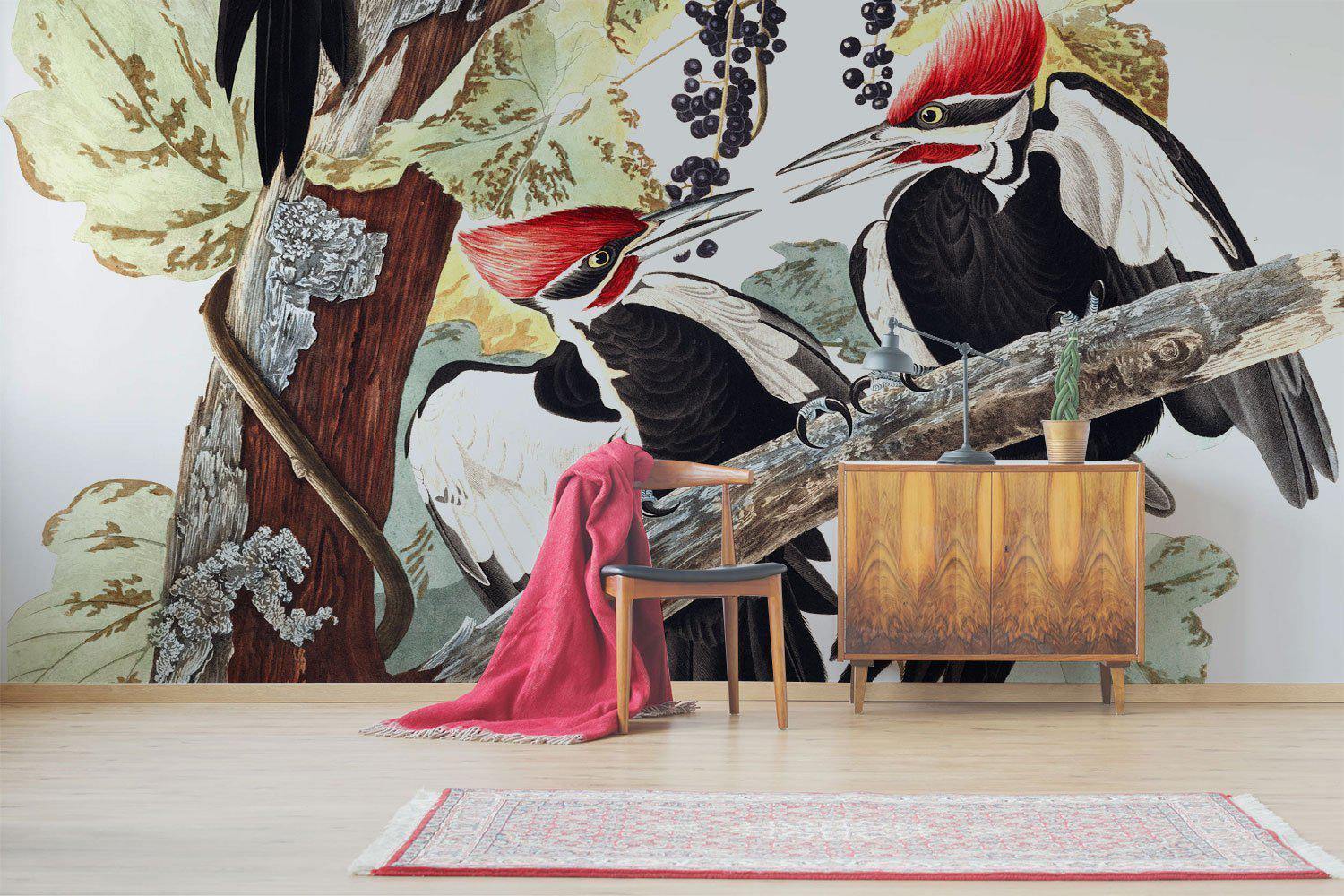 Vintage Wood Pecker Wall Mural-Wall Mural-Eazywallz