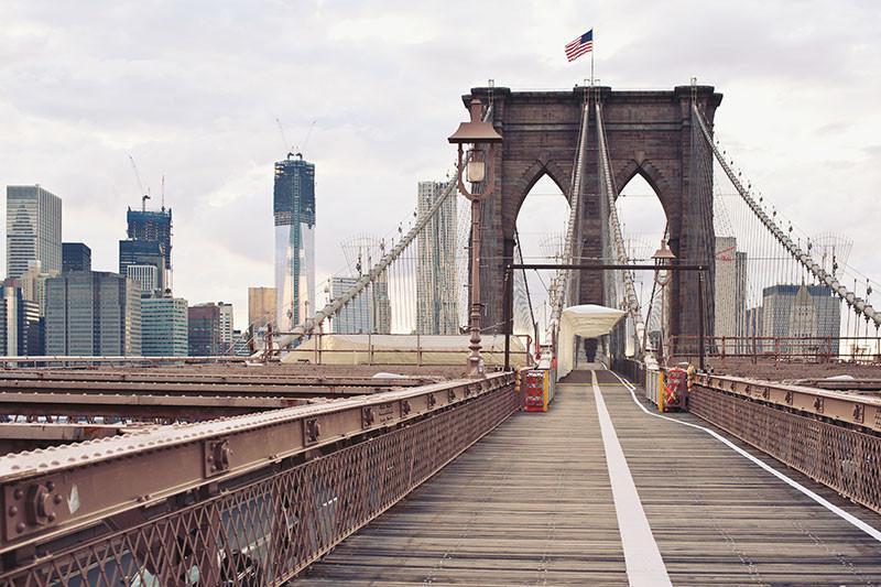 Walking on The Brooklyn Bridge Wall Mural-Wall Mural-Eazywallz
