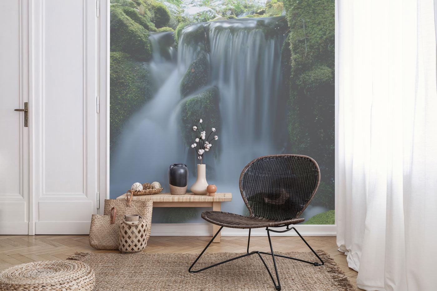 Waterfall in forest Wall Mural-Wall Mural-Eazywallz