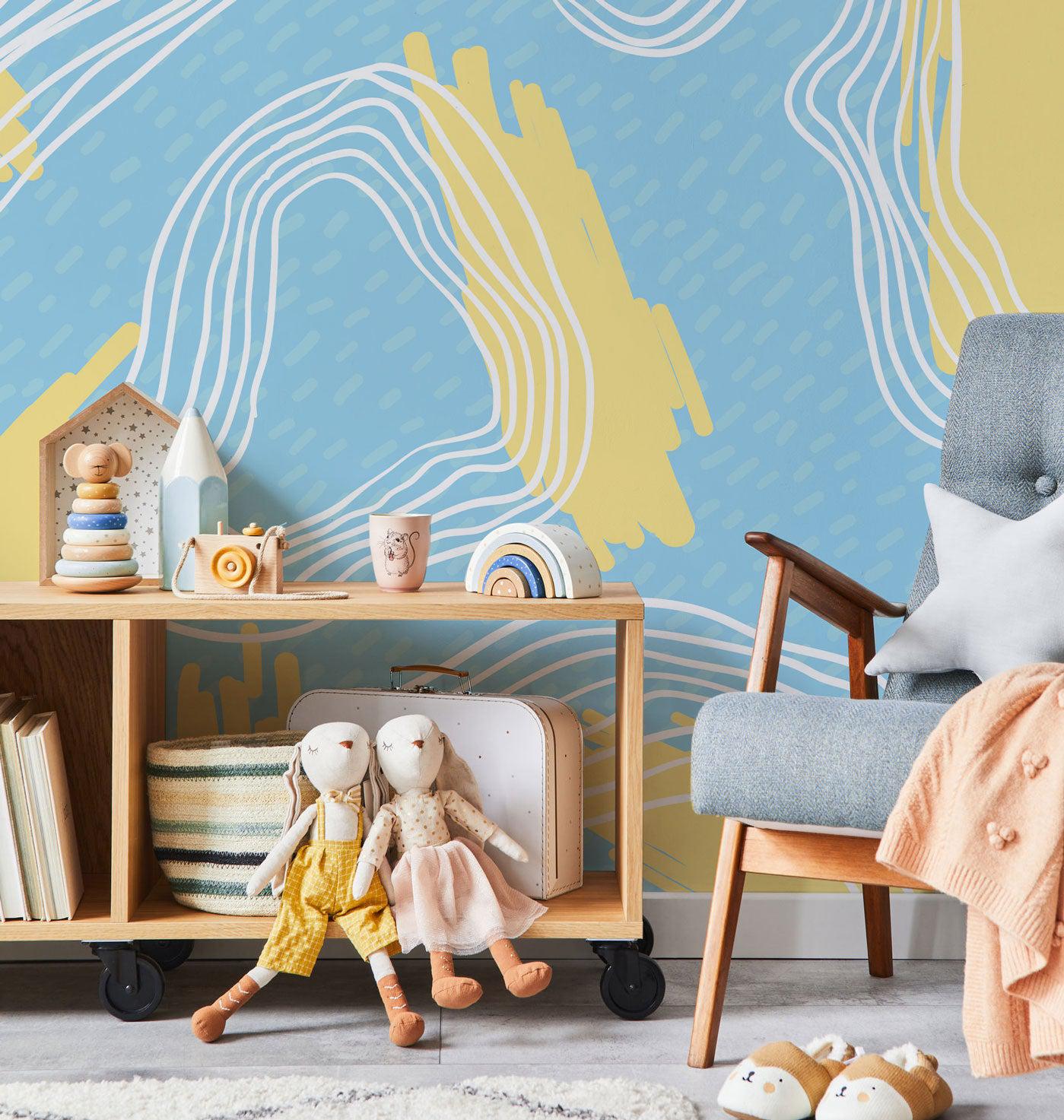 Wavy Memphis Wall Mural-Wall Mural-Eazywallz