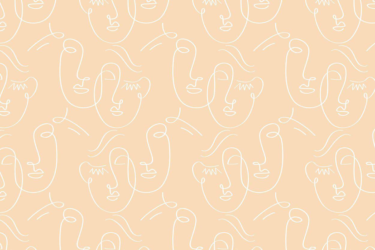 White Gold Abstract Twin Faces Wall Mural-Wall Mural-Eazywallz