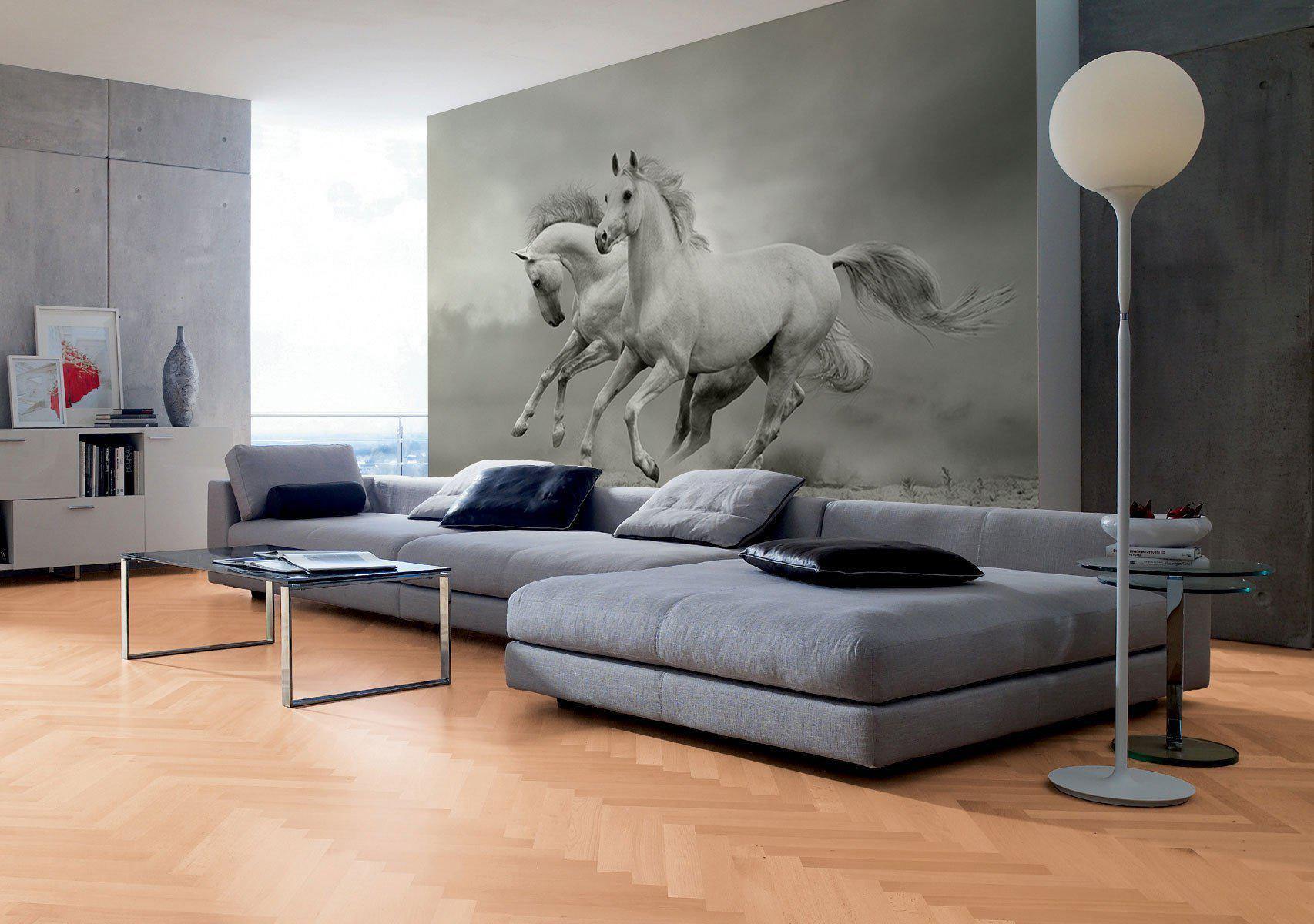 White Horses in the Summer Wall Mural-Wall Mural-Eazywallz