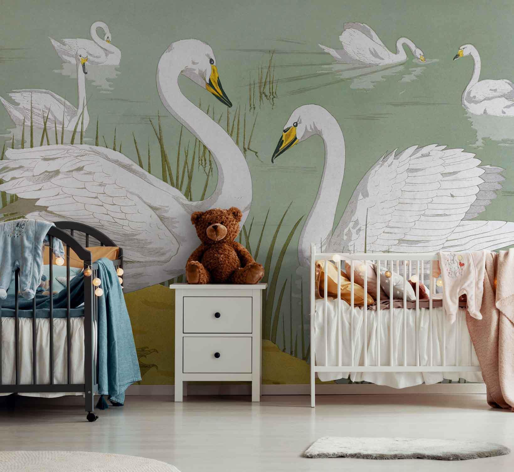 Wild Swan Wallpaper Mural-Wall Mural-Eazywallz