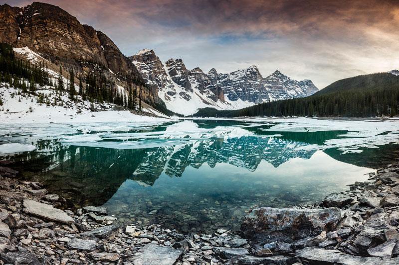 Winter Mountains & Lake Wall Mural | Nature Wallpaper Murals