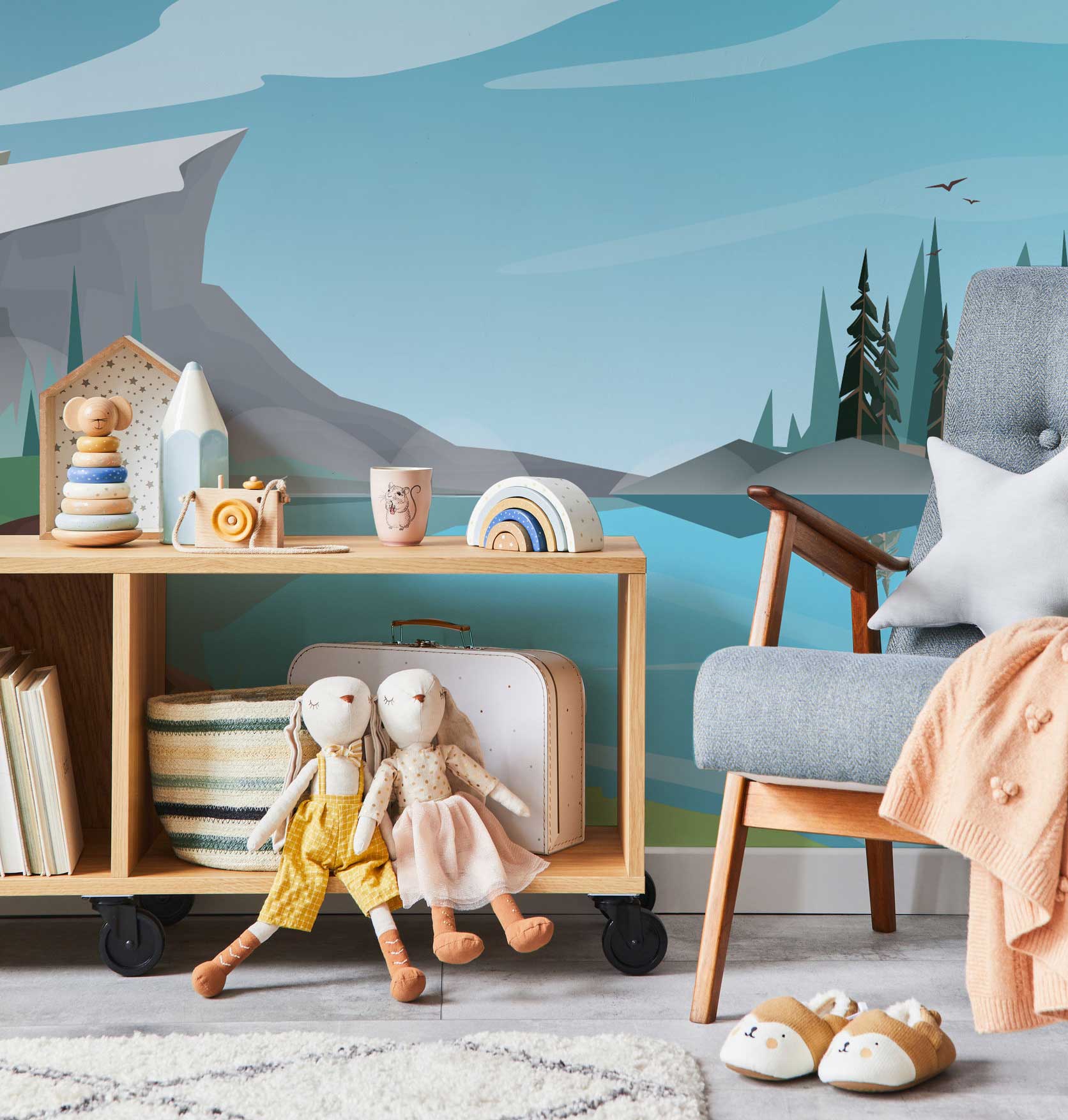 Yosemite Cartoon Landscape Wall Mural-Wall Mural-Eazywallz