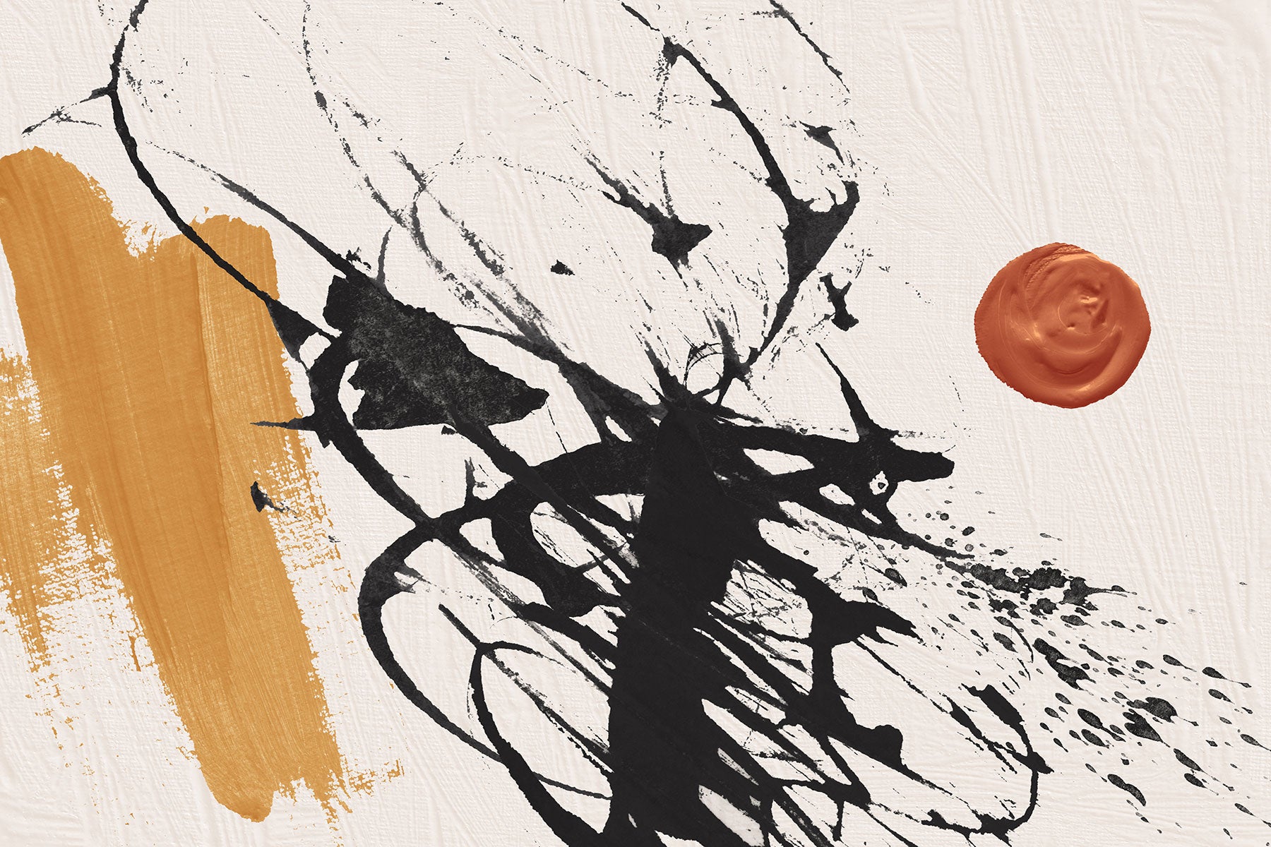 Abstract Ink Oil & Gold Copper Fine Art Wall Mural