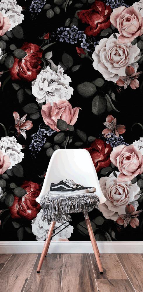 Dark Floral Pattern-Wall Mural-Eazywallz