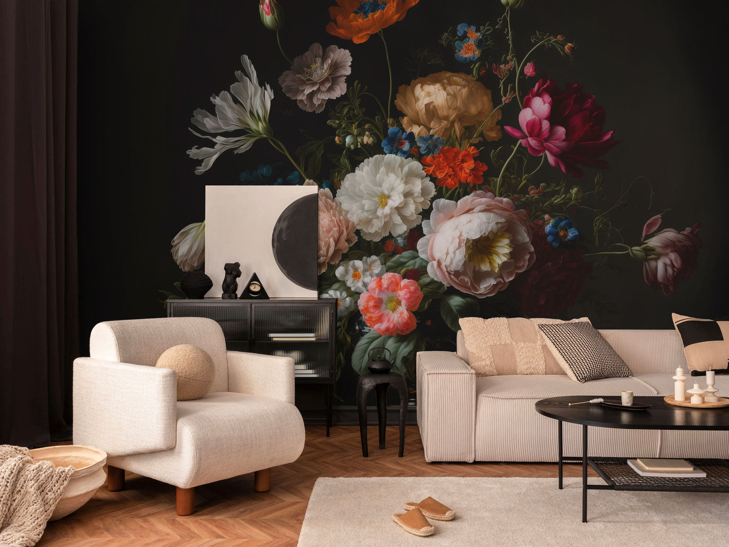Dark Still Florals Wall Mural