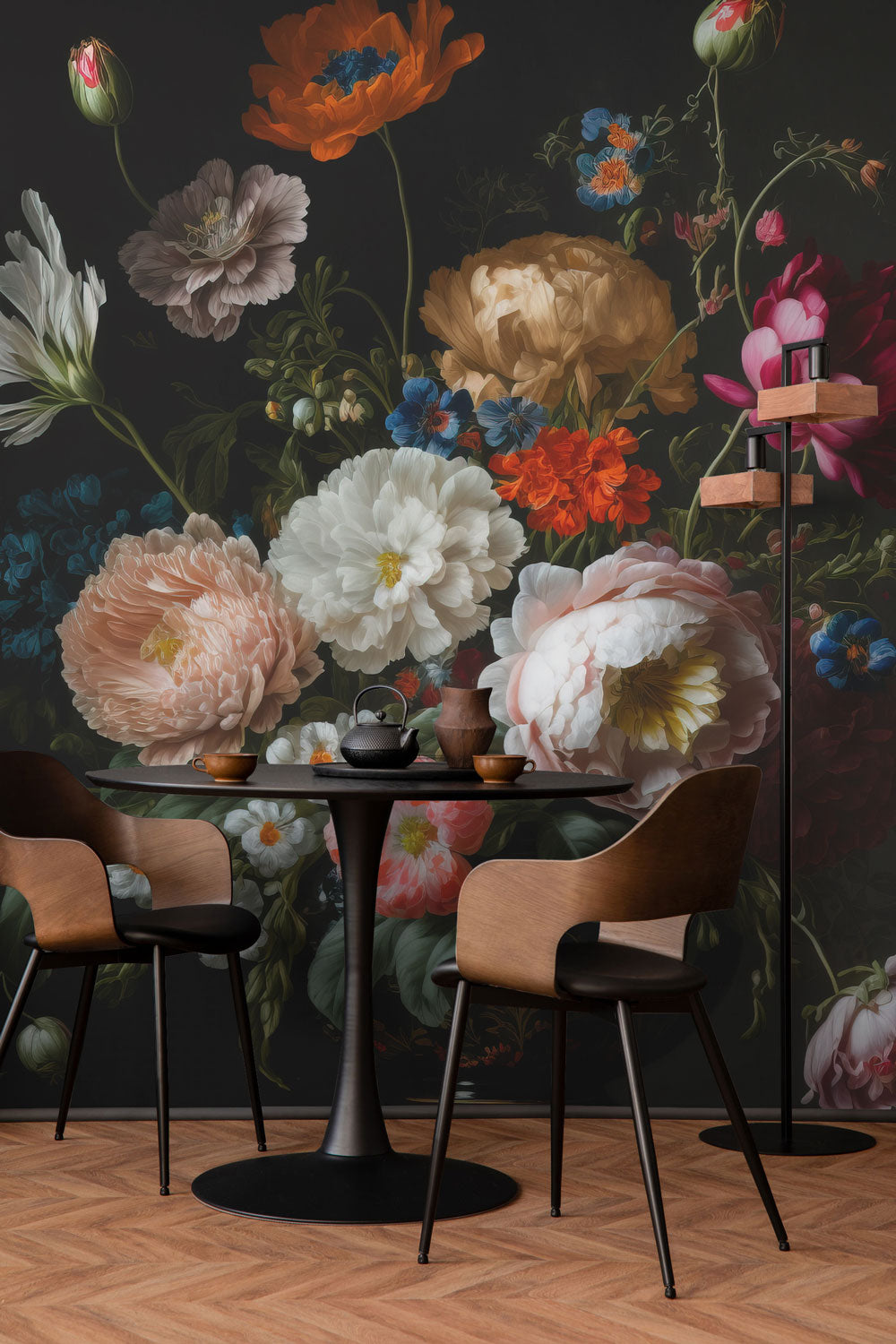 Dark Still Florals Wall Mural