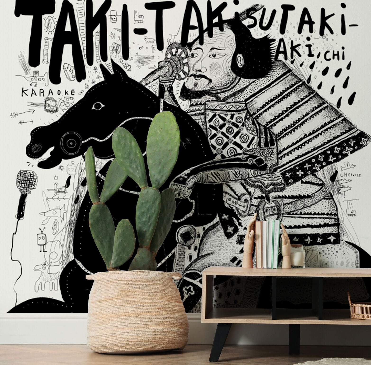 Samurai Graffiti Art Wall Mural