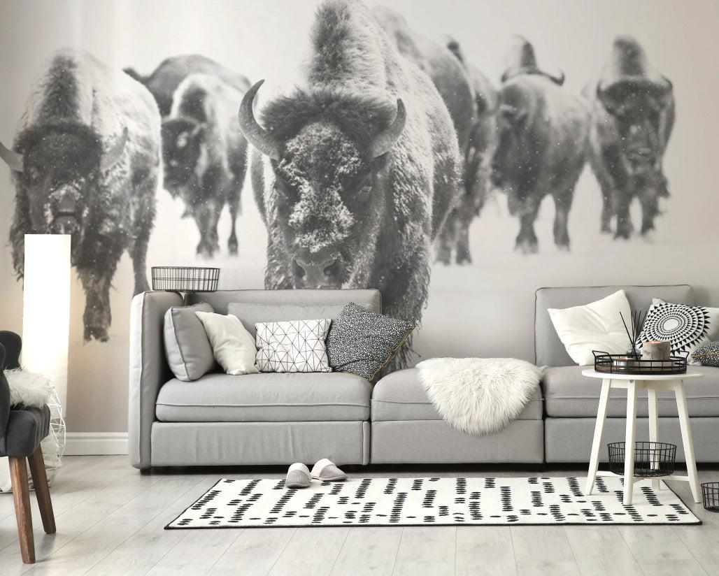 Winter Buffalo Wall Mural-Wall Mural-Eazywallz