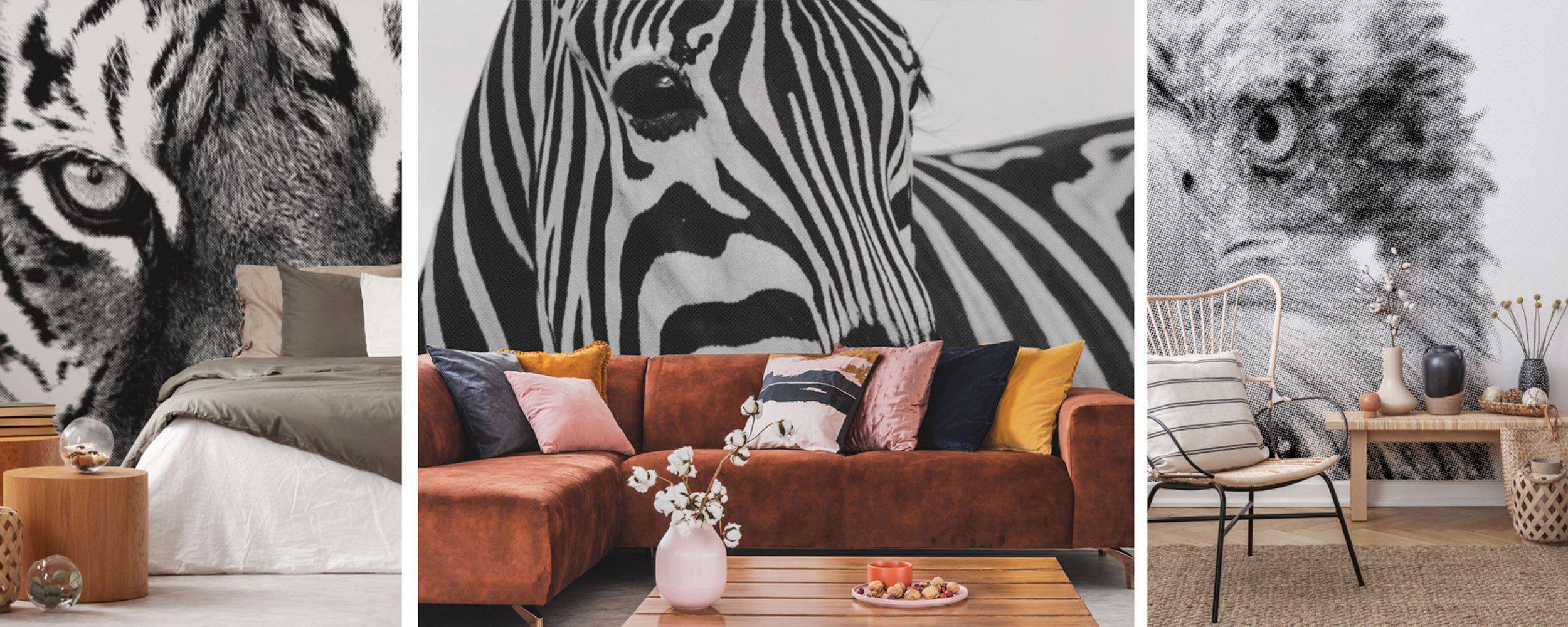 Halftone Animal Portrait Wall Murals - Eazywallz