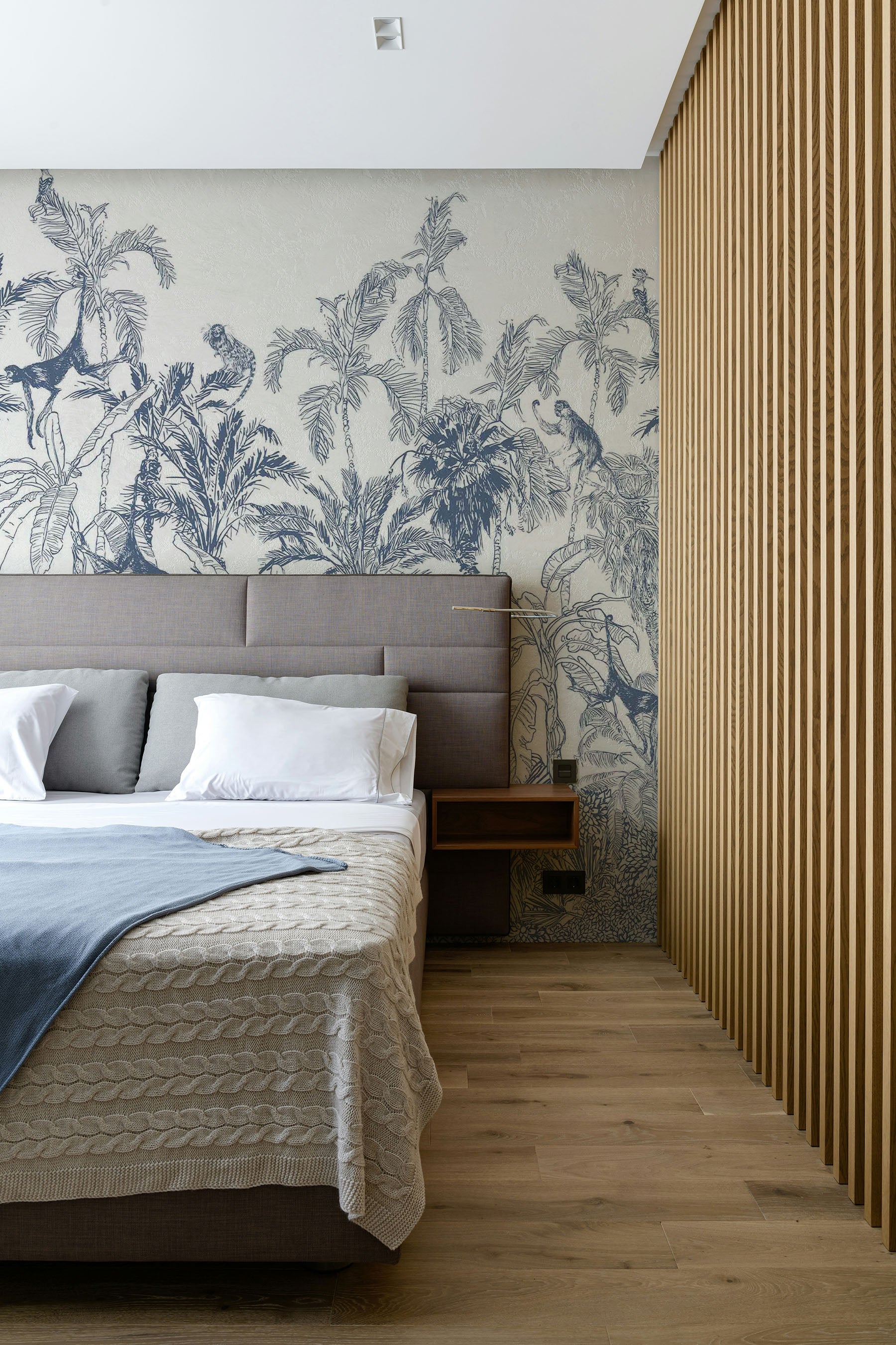 Royal Blue Jungle Toile Wall Mural
